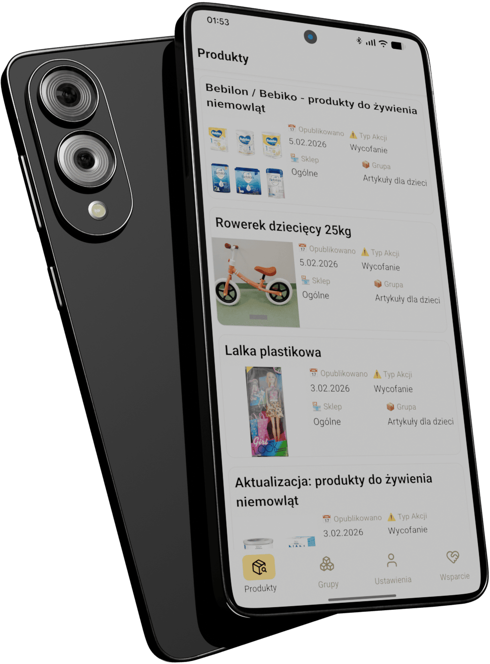 Lista produktów na telefonie